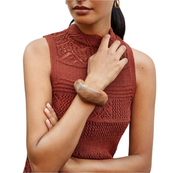 ANTHROPOLOGIE CROCHET BODYCON MIDI DRESS BOHO GRANOLA COTTAGE CORE MEDIUM - Picture 6 of 12